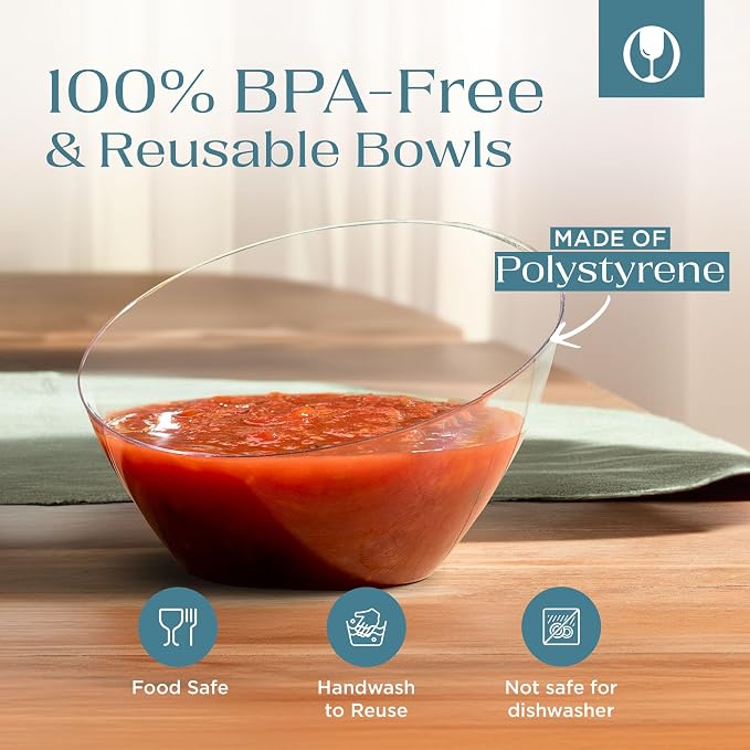 5 Pack Clear Angled Plastic Serving Bowls Disposable - Image 6