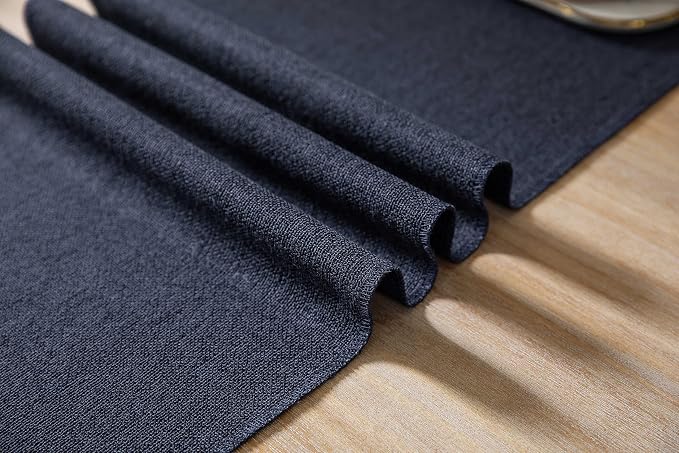 Navy Table Runners 72 Inches Long, Burlap Linen Style Rustic Farmhouse Table - Image 5