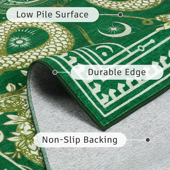 DCX Washable 8x10 Snake Rug, Soft Low Pile Carpet, Kid & Pet Friendly - Image 6