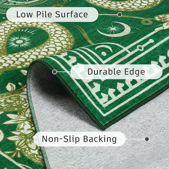 DCX Washable 9x12 Snake Rug, Soft Low Pile Carpet, Kid & Pet Friendly - Image 5
