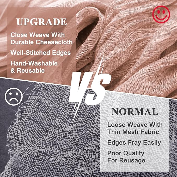 Cheesecloth Table Runner Dusty Pink 10FT Boho Gauze, 2 Pack | 120 Inch Cheese - Image 4