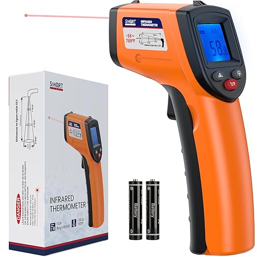 SMART JERRY - Infrared Thermometer Gun | Non-Contact Digital Temperature Gun with -58°F to 788°F Range for Cooking, HVAC | Industrial & Home Use | Instant-Read with Backlit Display