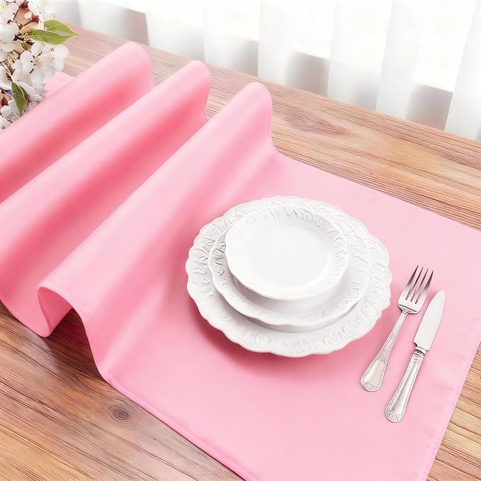 FOLINS&HOME Pink Waterproof Decorative Table Runner 72 Inches Long | 210GSM - Image 3