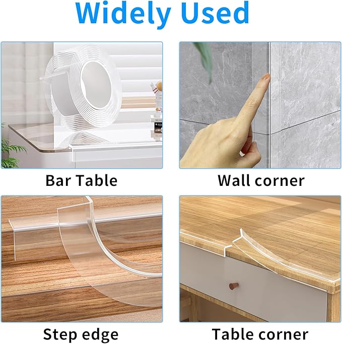 13.12 FT Edge Corner Protector Baby Proofing,Soft Clear Furniture Table Corner Guard & Edge Safety Cabinet Door Bumper,Crib Bumpers,Wall Protector(Width 2.6 in，Thickness 0.08 in)
