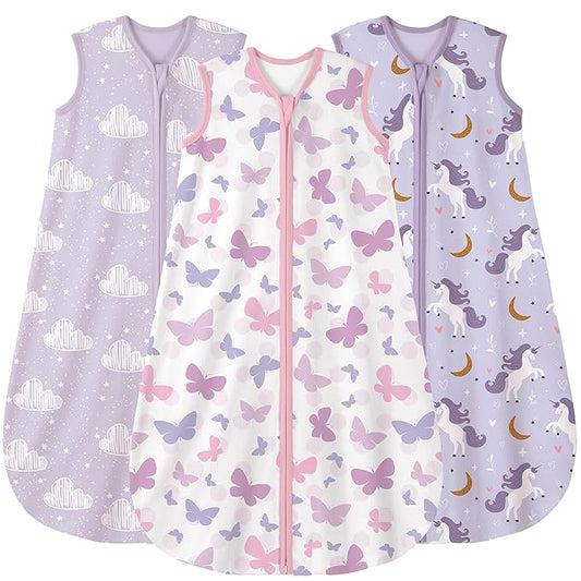 Yoofoss Baby Sleep Sack 18-24 Months Baby Wearable Blanket 100% Cotton 2-Way Zipper TOG 0.5 Toddler Sleeping Sack 3 Pack, Lightweight Sleep Sacks for Babies(X-Large)
