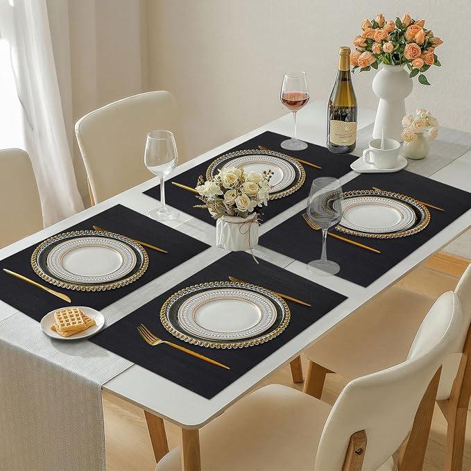 Vinyl Placemats Set of 8, PVC Woven Washable Non-Slip Table Mats, Heat - Image 7