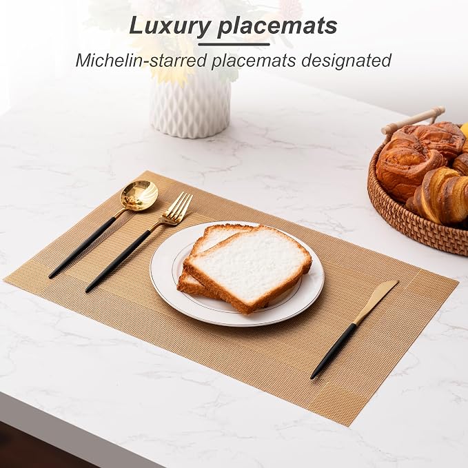 Placemats Set of 6 Washable Indoor | Outdoor Vinyl Place Mats - Image 6