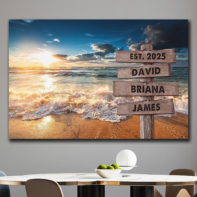 Personalized Father's Day Family Names Street Custom Multi-Name Date of Birth Vintage Street Sign Happy Fathers Day Poster Canvas Wall Art Best Gifts for Dad Husband from Daughter Son Wife Kids #9