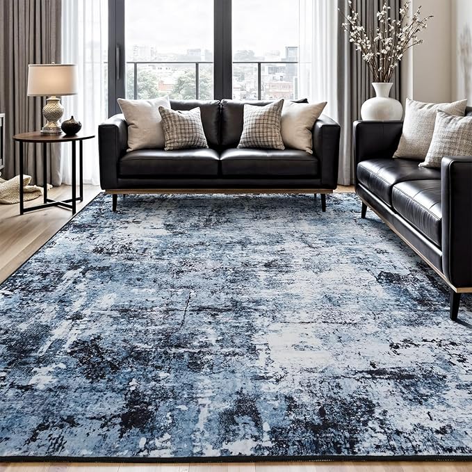 Rugflix 10x14 Area Rugs for Living Room, Washable Large Rug Stain-Resistant Low by RugflixAreaRugs