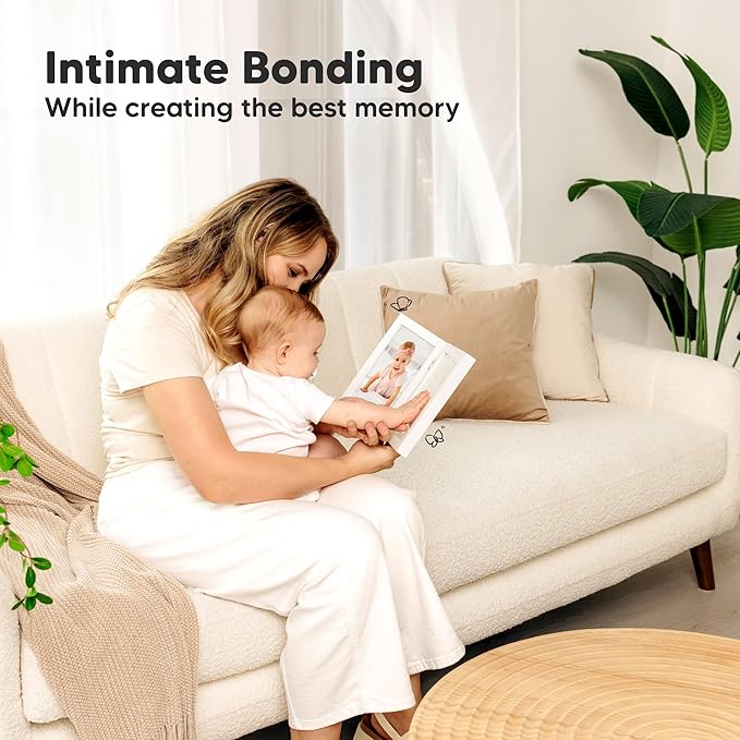 Personalized Baby Hand and Footprint Kit, Quick Dry Clay - Newborn Keepsake Feet and Handprint Kit, Nursery Picture Frame, New Mom Gifts for Baby Showers & Registry (Alpine White)