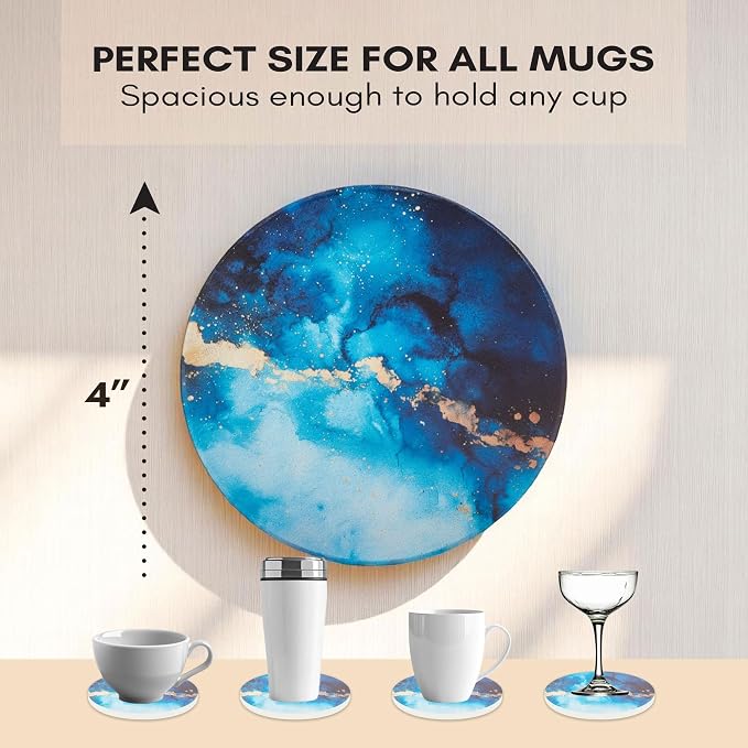 Ceramic Marble Coasters Set of 6, Absorbent Drink Coasters - Image 3