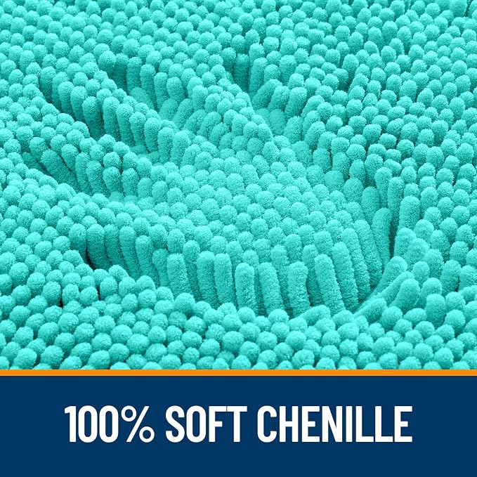 OLANLY Bathroom Rugs 32x20, Extra Soft Absorbent Chenille Bath Rugs, Rubber - Image 3