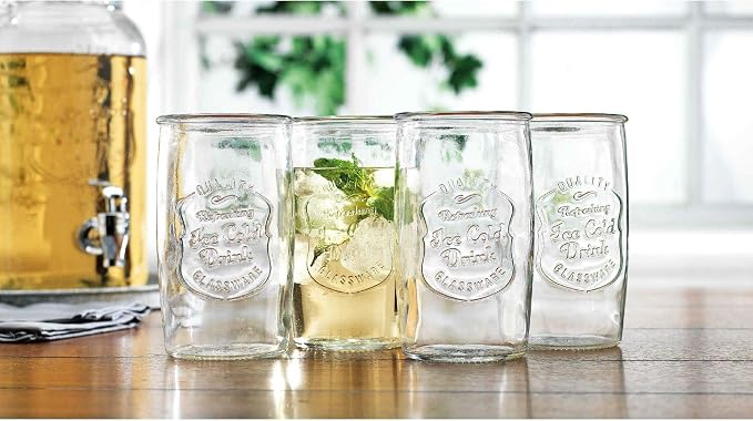 Glaver's Drinking Glasses Set of 4, Vintage Italian Style – Elegant 20 Oz Clear - Image 5