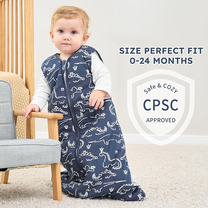 Yoofoss Baby Sleep Sack 18-24 Months, TOG 2.5 Baby Wearable Blanket with 2-Way Zipper, 100% Organic Cotton Fabric Winter Newborn Sleeping Sack, Warm Soft Comfy