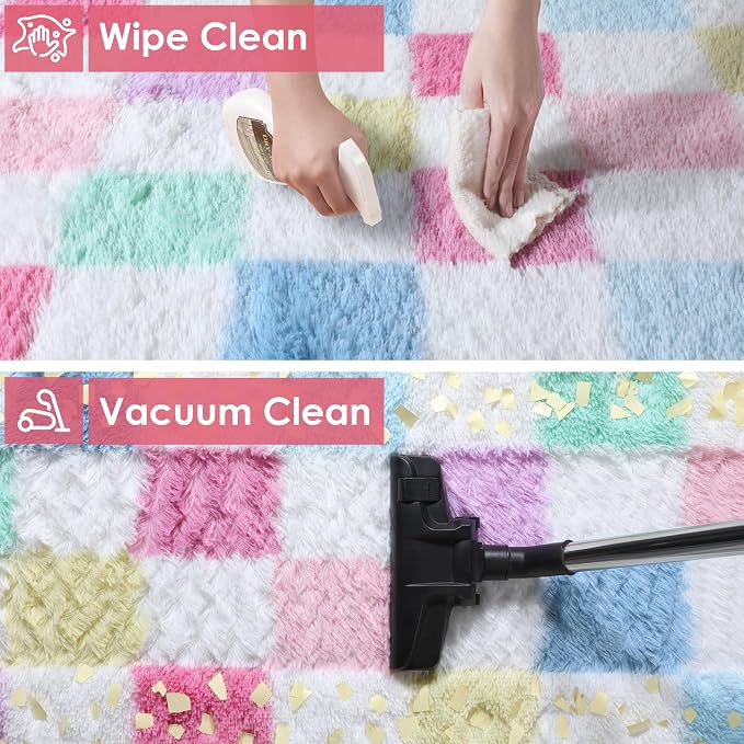 KICMOR Pink Rainbow Area Rugs for Bedroom Living Room, 4x6 Fluffy Soft Colorful - Image 6