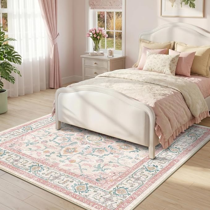 CAPALOCA Machine Washable Rugs Nursery Rug Sq4ft Cute Girl Non Slip Low Pile - Image 3