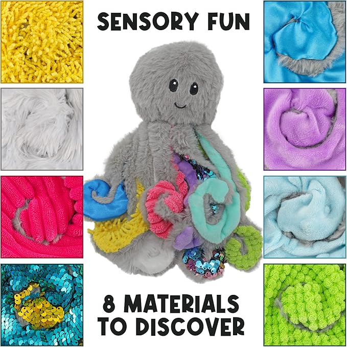 Mini Sensory Octopus Plush Toy, Travel-Size Fidget Plush for Special Needs and Sensory Fun