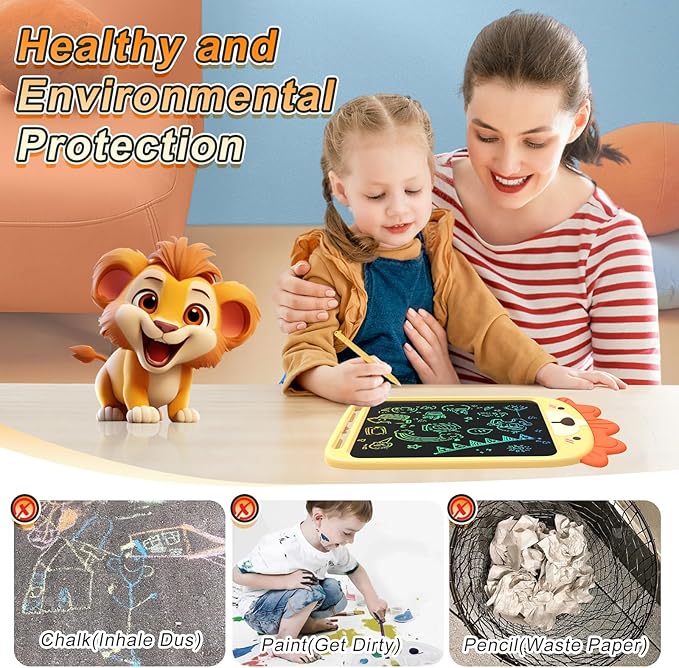 10 Inch LCD Writing Tablet, Erasable Doodle Board Toy, Cute Lion Drawing Pad for Kids Ages 2-6 - Educational Christmas Birthday Gift (Lion)