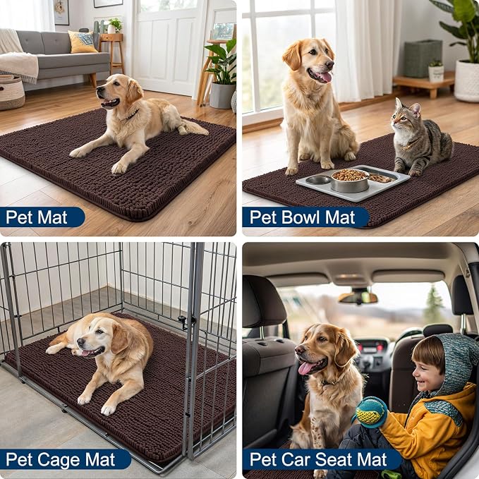 Smiry Dog Door Mat for Muddy Paws 59x24, Absorbent Dirt Trapper, Non-Slip - Image 6