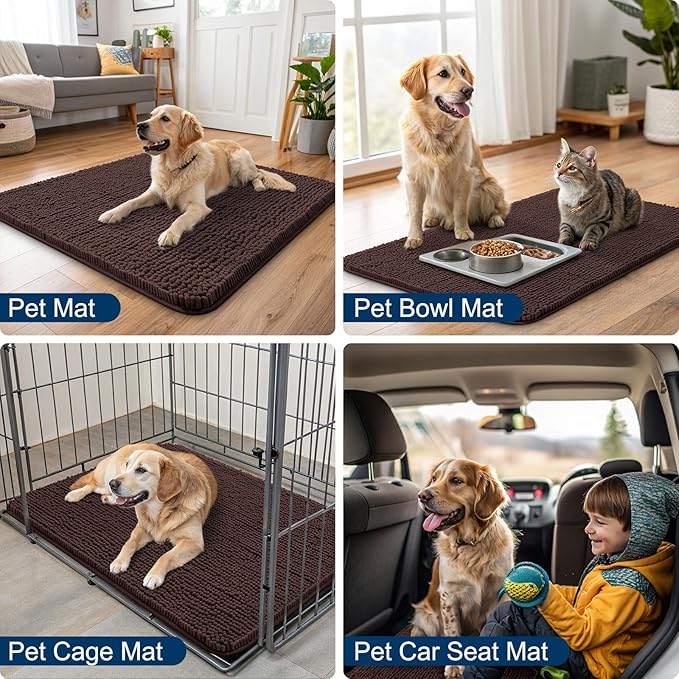 Smiry Dog Door Mat for Muddy Paws 47x17, Absorbent Dirt Trapper, Non-Slip - Image 6