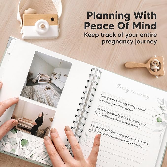 Pregnancy Journal for First Time Moms Gifts - 90 Pages Hardcover Pregnancy Memory Book, Beautiful & Cute Baby Book Keepsake, Ultrasound Baby Scrapbook, Mom To Be Gift (Sage)