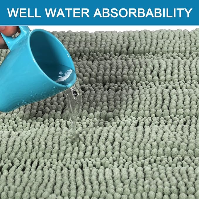 H.VERSAILTEX Bath Mats for Bathroom Non Slip Thick Chenille Striped Bath Rug - Image 5