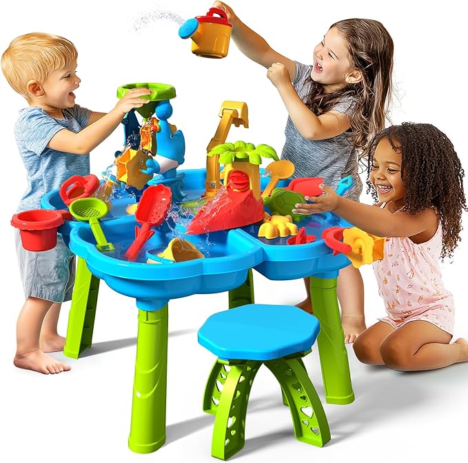 CozyBomB™ Water Table for Toddlers 3-5 | Outdoor Toys Water Play Table, Magnetic Fishing Toy Game, Summer Splash Pond Showers Sand Activity, Sensory Party Birthday Gift Kids Ages 4-8 9-12 (1-Tier)