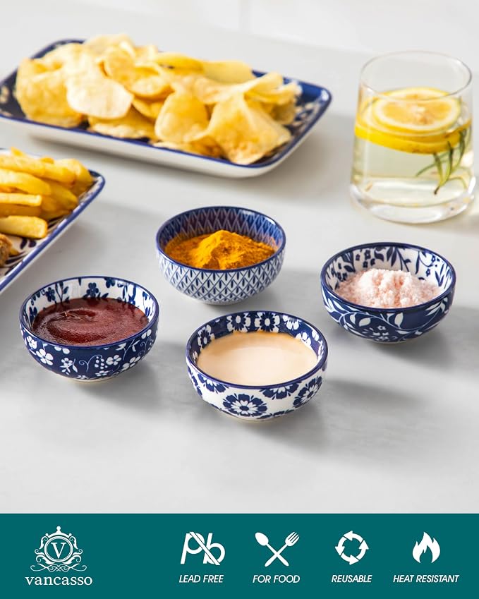 vancasso 2.7 Oz Ceramic Mini Dipping Bowls Set of 6, 3 Inch Small Dip Bowls - Image 3