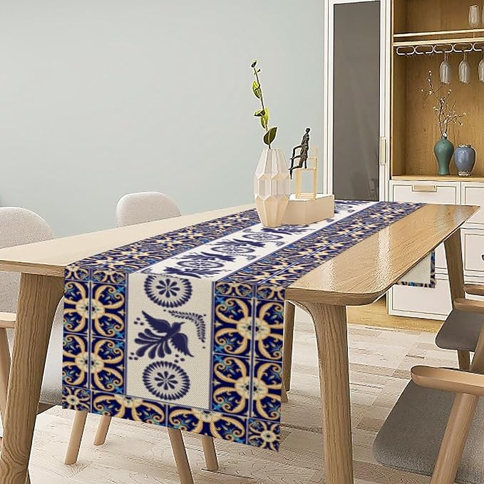 YCness Floral Bird Mexican Table Runner, 13x60 Inch - Image 4