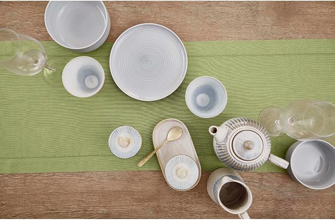 Solino Home 100% Pure Linen Table Runner Moss Green Hemstitch, 14 x 144 in | - Image 3