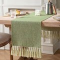 Green Table Runners 60 Inches Long, Burlap Linen Style Rustic Farmhouse Table by ZEEMARTONLINE
