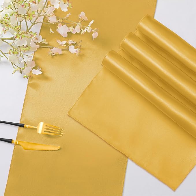 Horbaunal 6 Pack Satin Runners 12 x 108 Inch, Luxury Gold | Bright Silky Smooth - Image 4