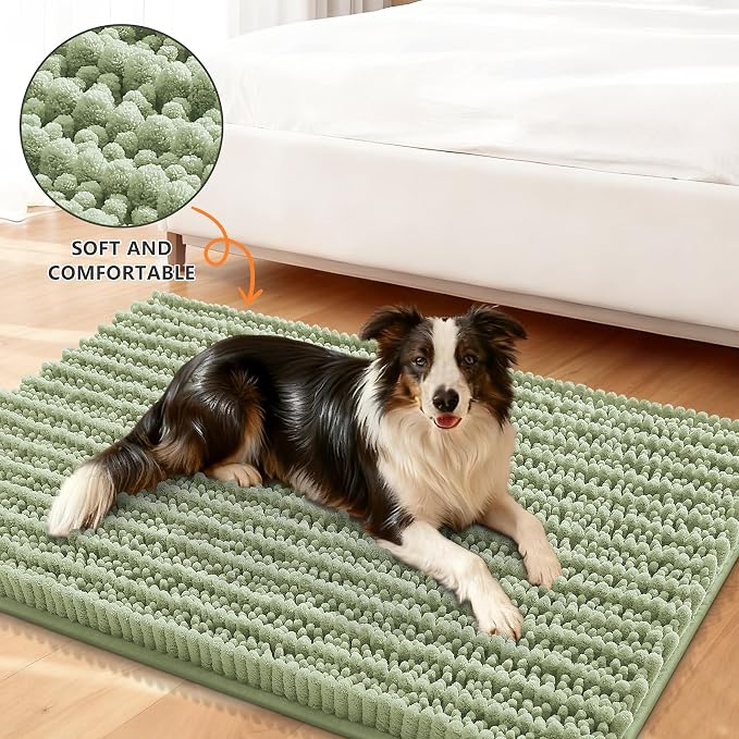 Smiry Dog Door Mat for Muddy Paws 40x32, Absorbent Dirt Trapper, Non-Slip - Image 2