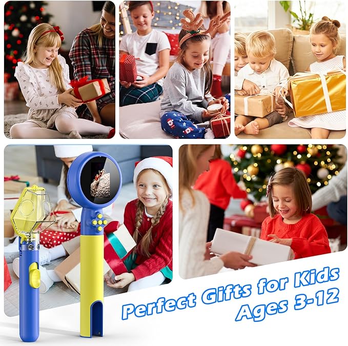 2 in 1 Kids Microscope with Bug Catcher,HD 500X Digital Microscope for Kids with 2" Screen,Photo and Video,STEM Educational Science Kit Learning Toys for Age 3-12 Girls & Boys Birthday Gifts (Blue)