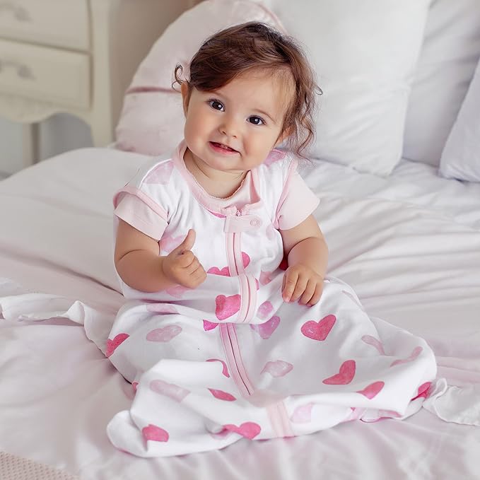 Baby Sleep Sack 1.0 TOG, Organic Cotton Baby Wearable Blanket with Two-Way Zipper, Swaddle Transition Baby Sleeping Bag, All-Season Sleep Sack for Newborn Infant Toddler Boy Girl, 6-12 Months, 1-Pack