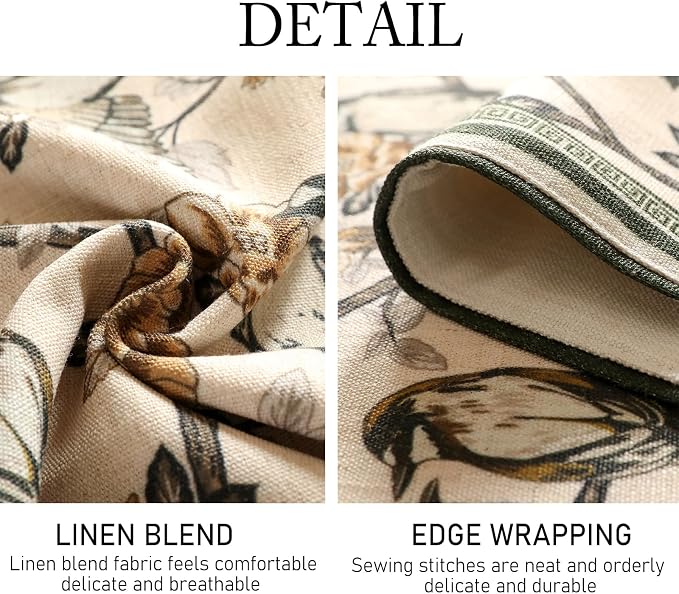 Designer French Linen Long Table Runner, Floral and Bird Pattern, Dining Table - Image 5