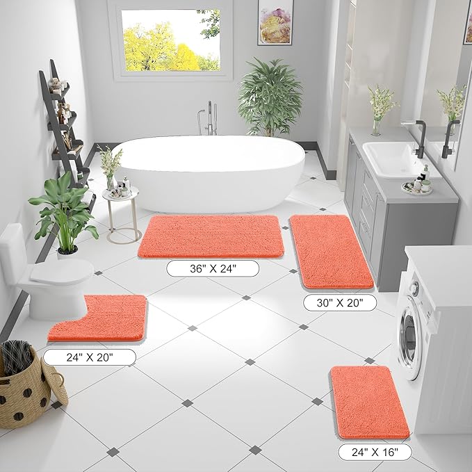 OLANLY Bathroom Runner Rugs 70x24, Extra Soft Absorbent Chenille Bath Rugs - Image 2
