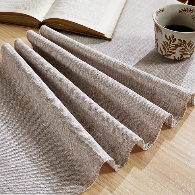Cotton Linen Table Runner, 13x72 Inch Light Coffee - Image 5