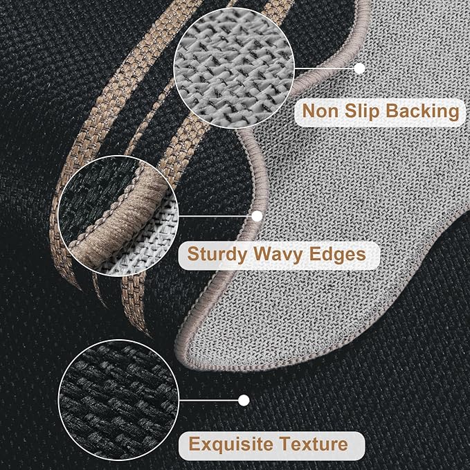 Easy Jute Black Front Door Mat, 2.6x4 Washable Entryway Rug Non Slip Small - Image 4