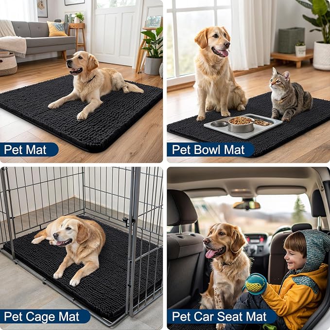 Smiry Dog Door Mat for Muddy Paws 59x35, Absorbent Dirt Trapper, Non-Slip - Image 6