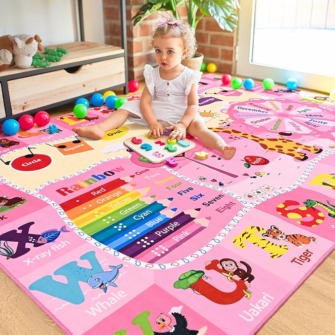Kids Rugs for Playroom Bedroom Classroom Nursery, Non-Slip and Washable Rugs - Image 6