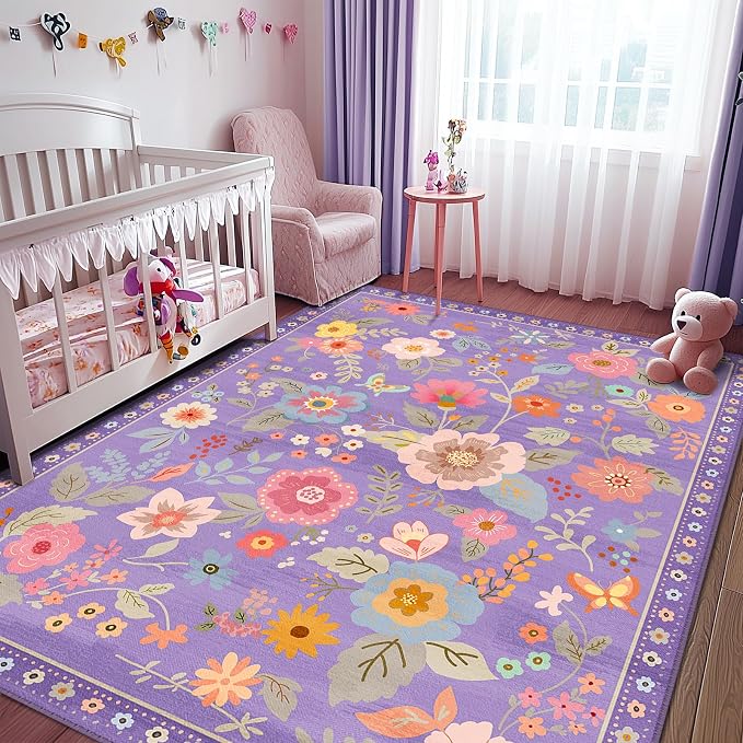 RELEANY Floral 4x6 Area Rugs Washable Print Boho Cute Carpet Non Slip Flower - Image 8