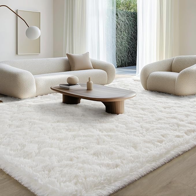 BENRON Soft Fluffy Rugs for Living Room 9 x 12 Cream White, Extra Large Area - Image 2