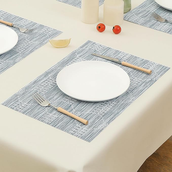Leetaltree Jacquard Blue Placemats Set of 12 - Image 8