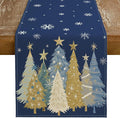 Christmas Table Runner 13x48 Inch, Xmas Trees Snowflakes Holiday Decorative by GEEORY