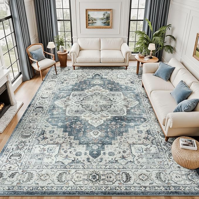 Lessymo Large Area Rugs 9x12 for Living Room, Soft Washable Rug for Bedroom by Lessymo