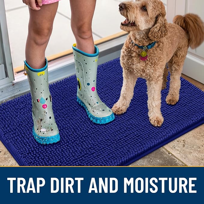 Smiry Dog Door Mat for Muddy Paws 30x20, Absorbent Dirt Trapper, Non-Slip - Image 3