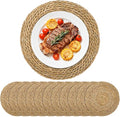 Set of 12 Round Woven Placemats, 13 Inch Rattan Chargers by Unknown