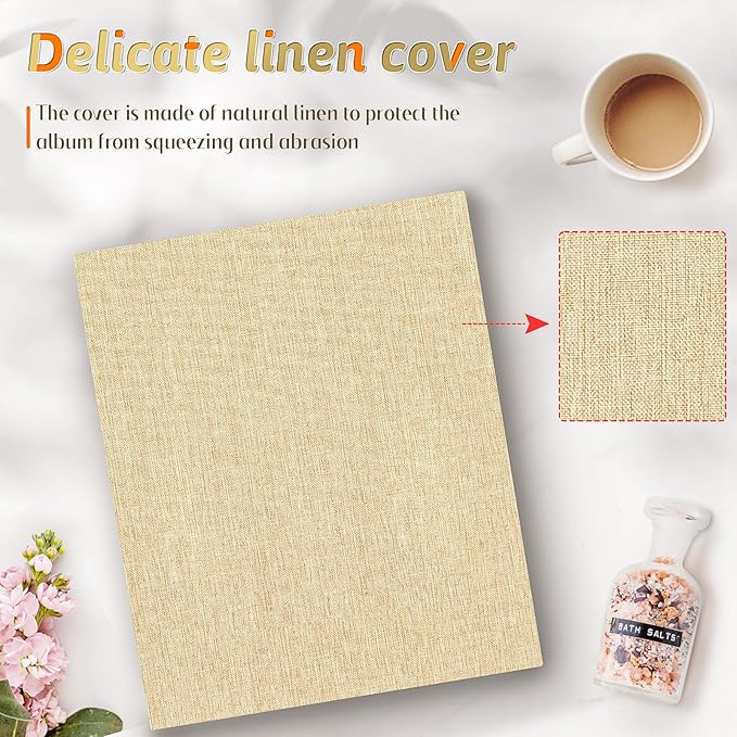 Popotop Photo Album 4x6 200 Pockets for Wedding Gifts,Linen Hardcover Picture Albums for Family Anniversary Baby Vacation Pictures