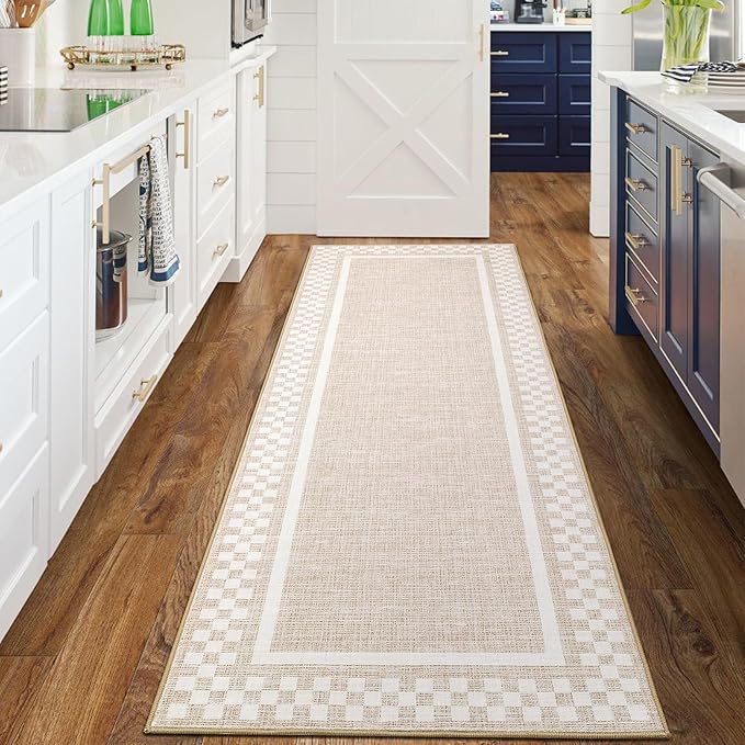 Washable Runner Rug 2x10 Modern Bordered Hallway Runner Rug Non Slip Kitchen - Image 7